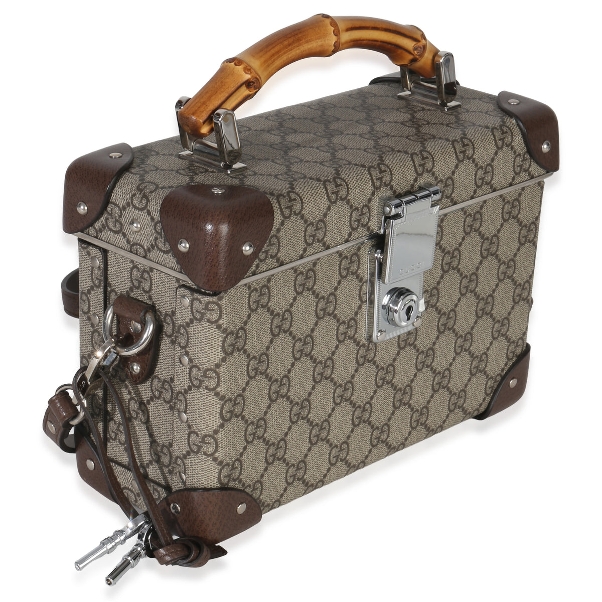 Gucci Beige GG Supreme Monogram Globe Trotter Beauty Case Handbag pv