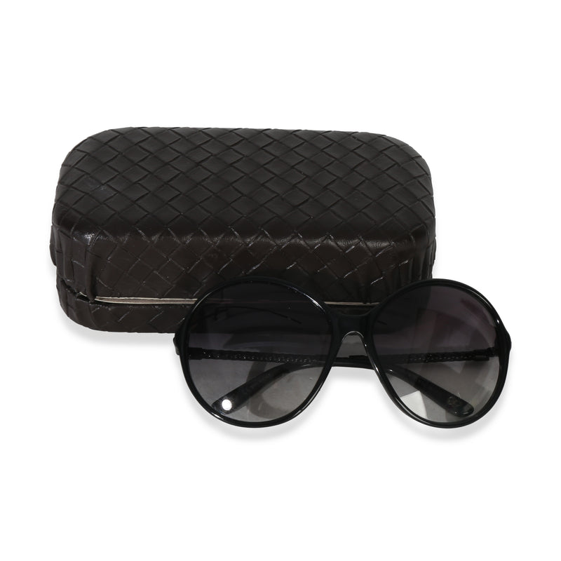 Bottega Veneta Black Acetate Woven Oversized Round Sunglasses id