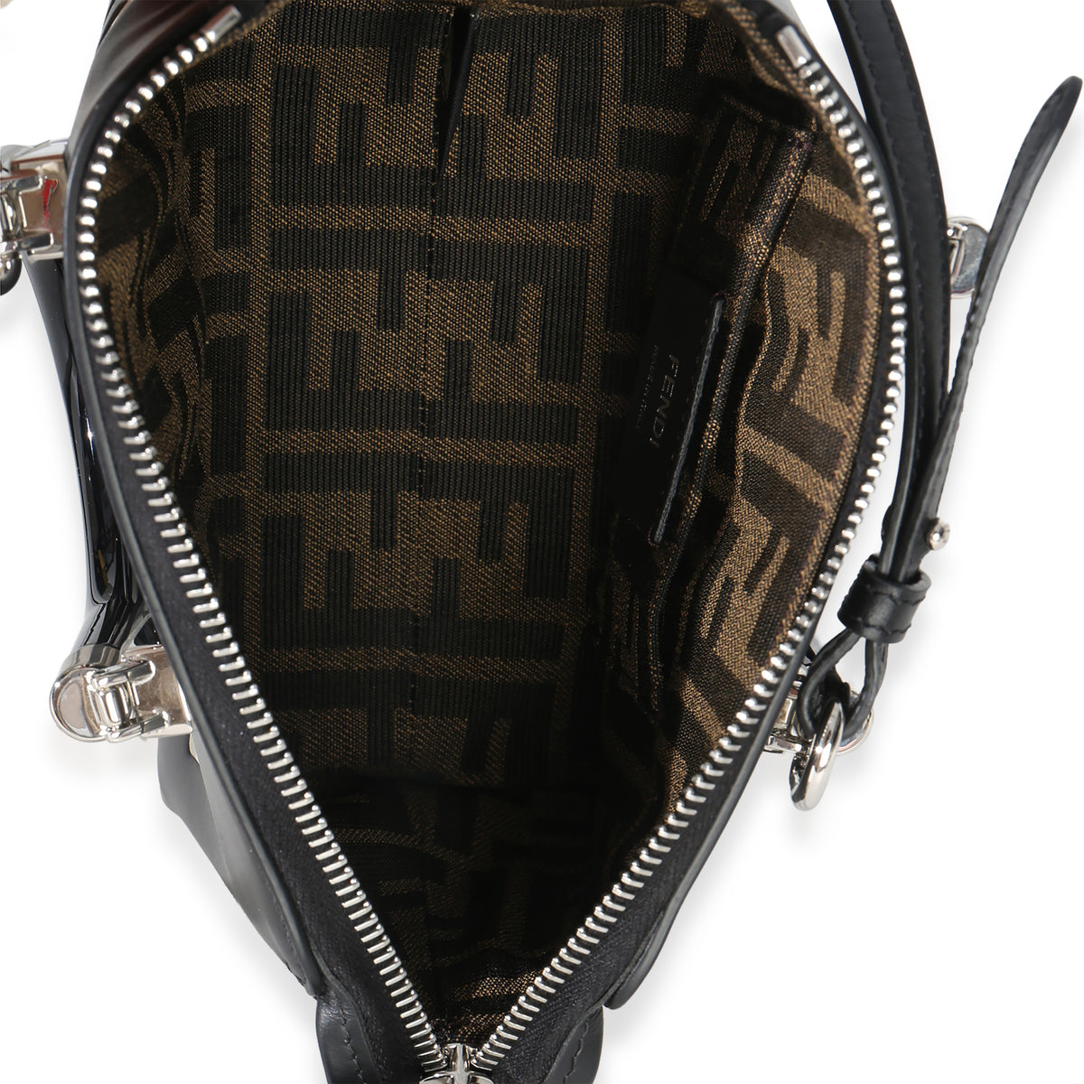 Fendi Black White Vitello King Logo Embossed Plexiglass Mini By The Way Satchel Handbag box