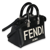 Fendi Black White Vitello King Logo Embossed Plexiglass Mini By The Way Satchel Handbag pv