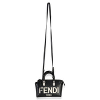 Fendi Black White Vitello King Logo Embossed Plexiglass Mini By The Way Satchel Handbag stamp