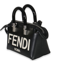 Fendi Black White Vitello King Logo Embossed Plexiglass Mini By The Way Satchel Handbag sv