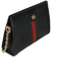 Gucci Black Calfskin GG Ophidia Small Web Chain Bag Handbag pv