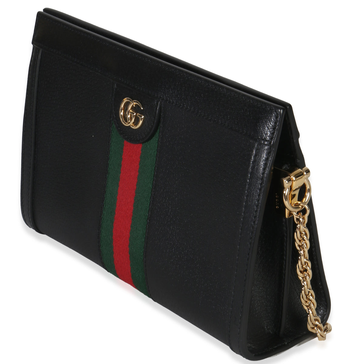 Gucci Black Calfskin GG Ophidia Small Web Chain Bag Handbag sv