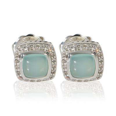 David Yurman Sterling Silver Chalcedony and Diamond Albion Earrings fv