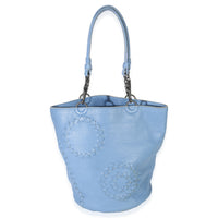 Bottega Veneta Blue Intrecciato Trimmed Cervo Small Bucket Bag Handbag ad2