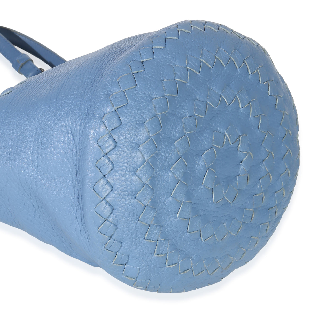 Bottega Veneta Blue Intrecciato Trimmed Cervo Small Bucket Bag Handbag clasp