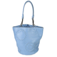 Bottega Veneta Blue Intrecciato Trimmed Cervo Small Bucket Bag Handbag fv