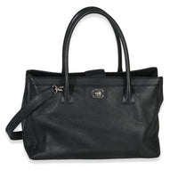 Chanel Vintage Black Grained Calfskin Medium Cerf Executive Tote Handbag id