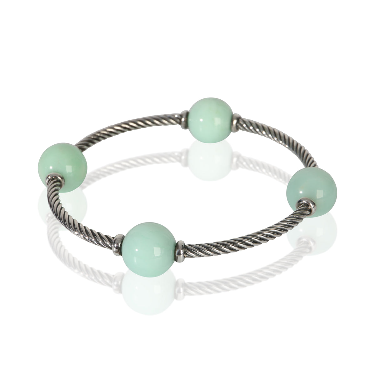 David Yurman Sterling Silver Chrysoprase Mustique Bracelet sv