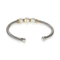 David Yurman Yellow Gold & Sterling Silver Pearl Cable Bracelet pv
