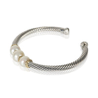 David Yurman Yellow Gold & Sterling Silver Pearl Cable Bracelet sv