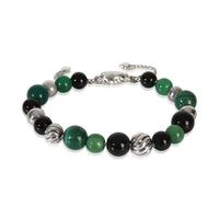 David Yurman Sterling Silver Malachite and Onyx Elements Bracelet fv