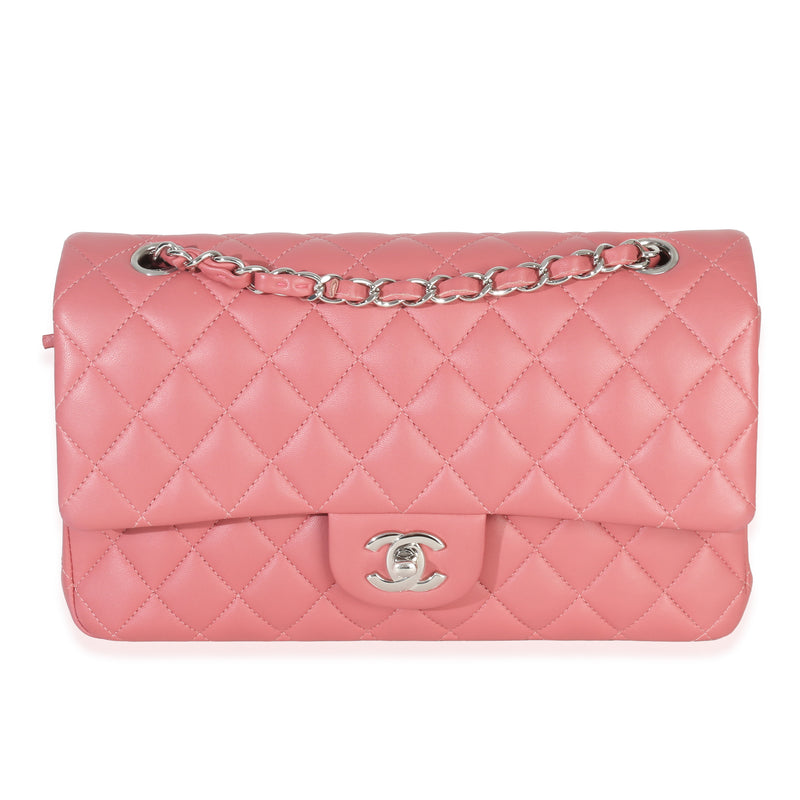 Chanel Pink Quilted Lambskin Medium Classic Double Flap Bag Handbag fv