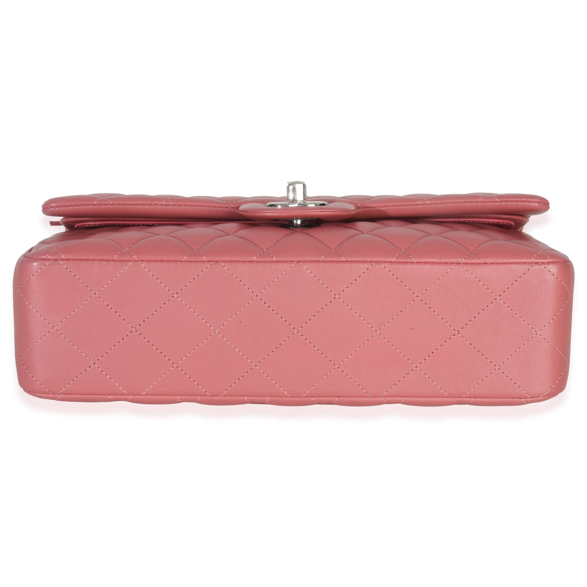 Chanel Pink Quilted Lambskin Medium Classic Double Flap Bag Handbag stamp