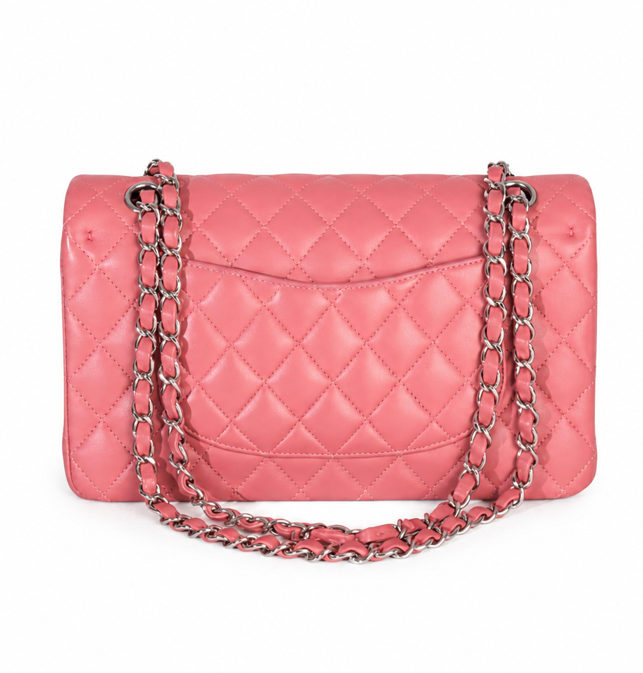 Chanel Pink Quilted Lambskin Medium Classic Double Flap Bag Handbag