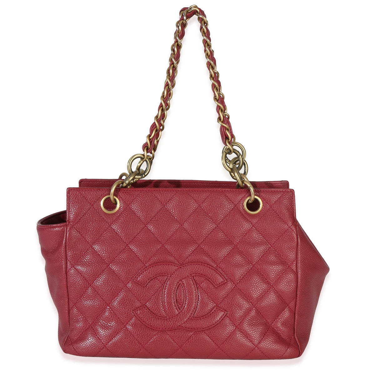 Chanel Dark Pink Quilted Caviar Petit Timeless Shopping Tote Handbag id