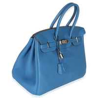 Hermès Bleu Zellige Togo Birkin 35 PHW Handbag bv