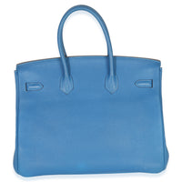 Hermès Bleu Zellige Togo Birkin 35 PHW Handbag stamp