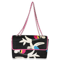 Chanel Black Printed Chocolate Bar Quilted Fabric 2.55 Reissue Flap Handbag pv