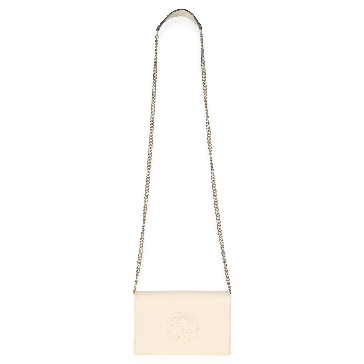 Gucci Cream Pebbled Calfskin Soho Wallet On Chain Handbag av