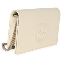 Gucci Cream Pebbled Calfskin Soho Wallet On Chain Handbag pv