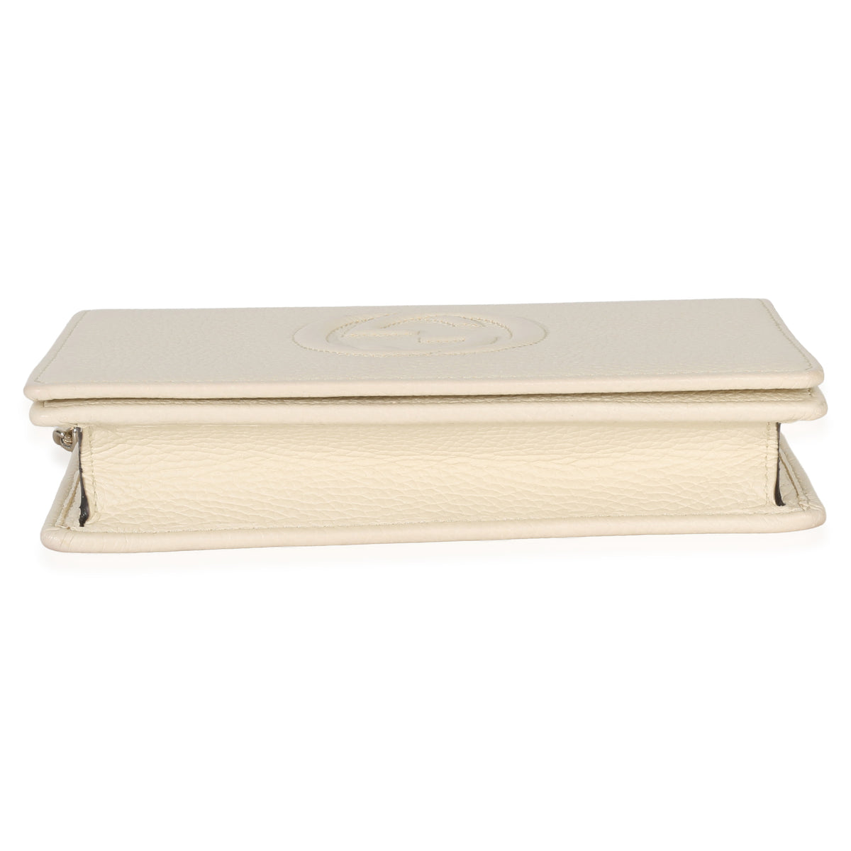 Gucci Cream Pebbled Calfskin Soho Wallet On Chain Handbag stamp