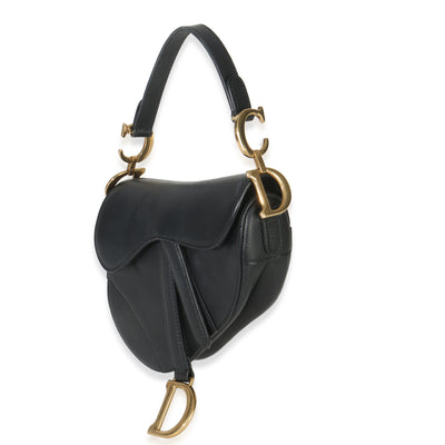 Christian Dior Black Grained Calfskin Mini Saddle Bag Handbag fv