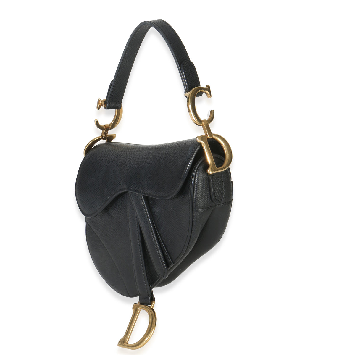 Christian Dior Black Grained Calfskin Mini Saddle Bag Handbag id