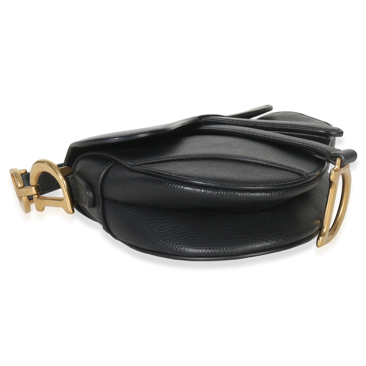 Christian Dior Black Grained Calfskin Mini Saddle Bag Handbag box