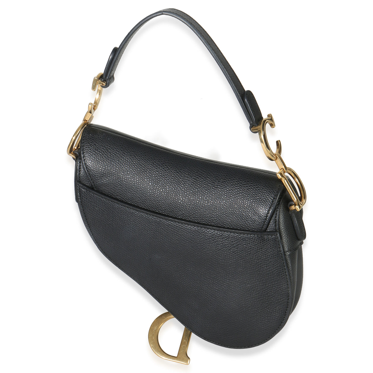 Christian Dior Black Grained Calfskin Mini Saddle Bag Handbag pv