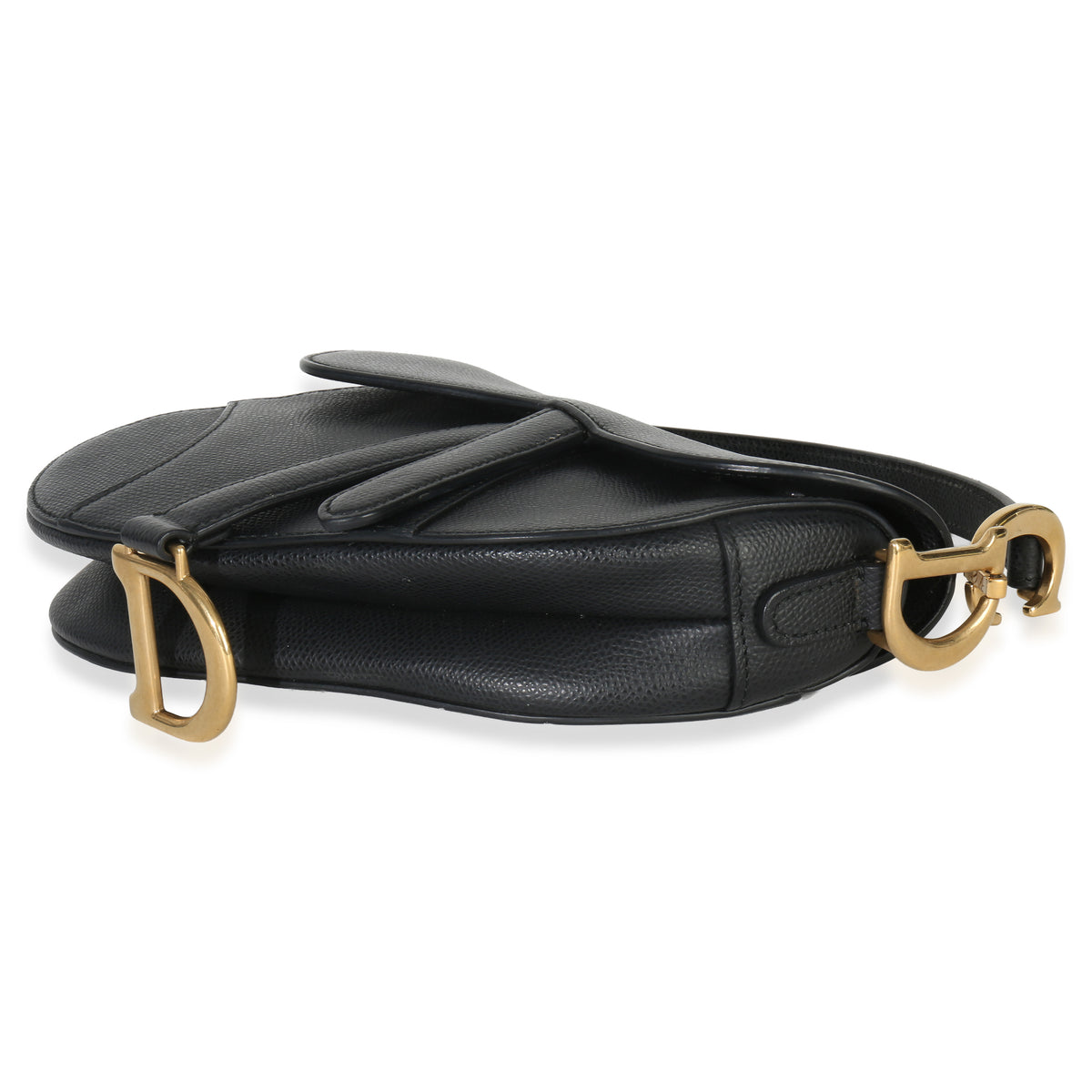 Christian Dior Black Grained Calfskin Mini Saddle Bag Handbag stamp