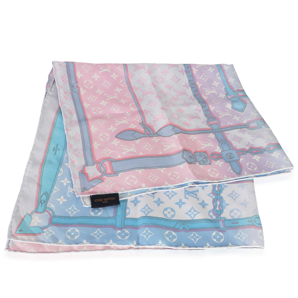 Louis Vuitton Pink Multicolor Silk Monogram Rising Confidential Square Scarf 3