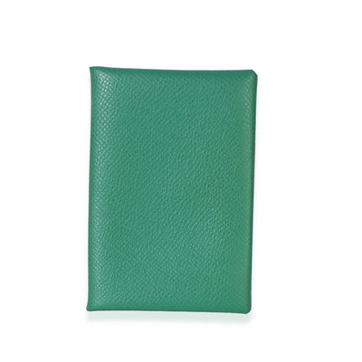 Hermès Vert Vertigo Epsom Calvi Card Holder Wallet fv