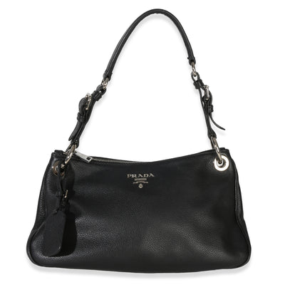 Prada Black Vitello Phenix Logo Shoulder Bag Handbag id