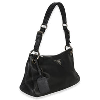 Prada Black Vitello Phenix Logo Shoulder Bag Handbag pv
