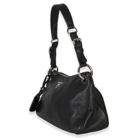 Prada Black Vitello Phenix Logo Shoulder Bag Handbag sv