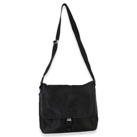 Prada Black Nylon Saffiano Logo Buckle Messenger Bag Handbag av