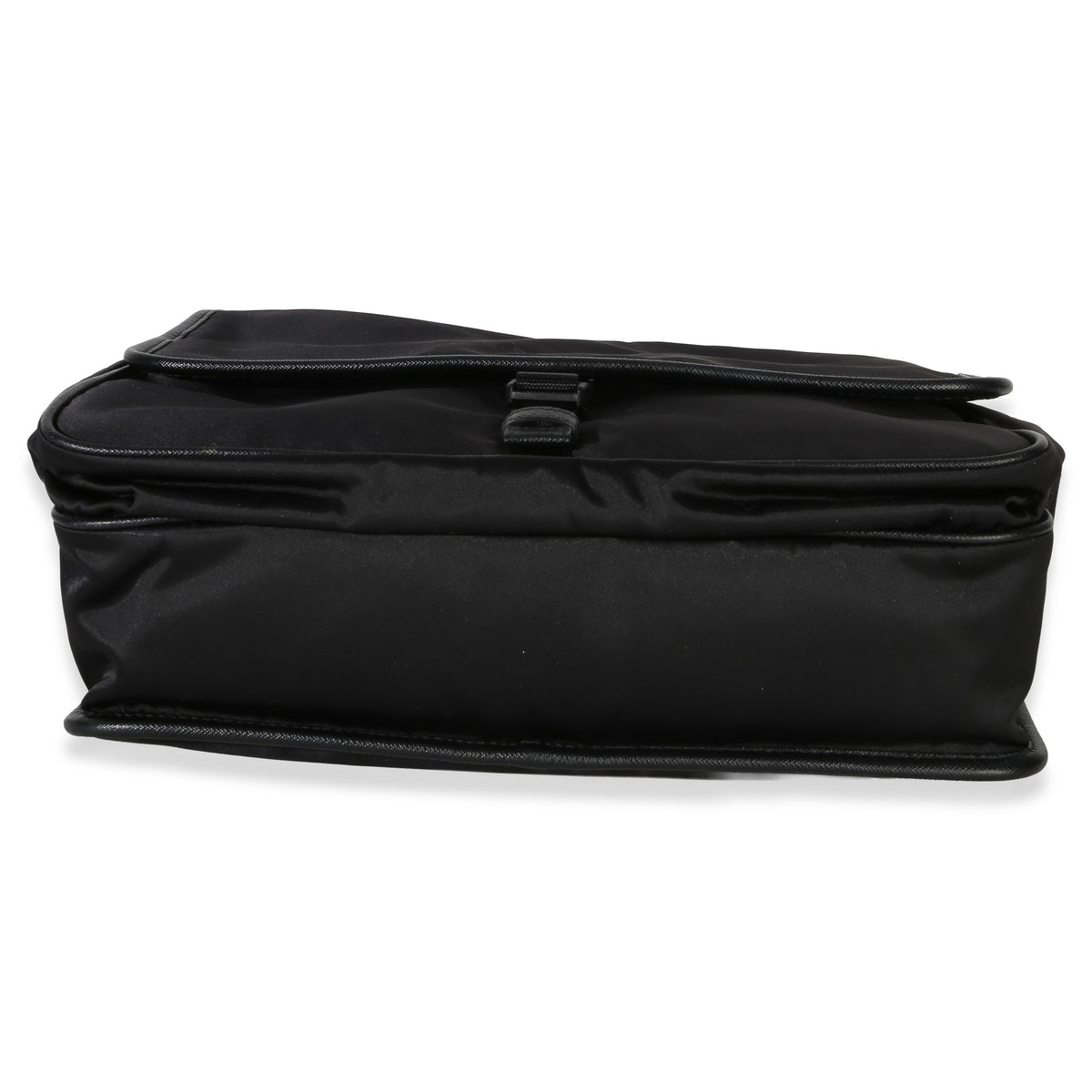 Prada Black Nylon Saffiano Logo Buckle Messenger Bag Handbag stamp