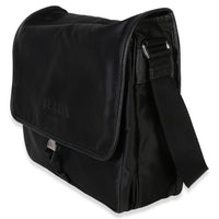 Prada Black Nylon Saffiano Logo Buckle Messenger Bag Handbag sv