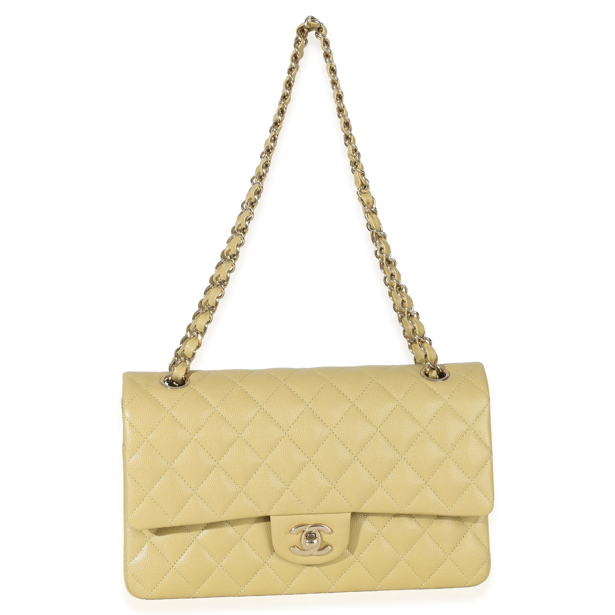 Chanel Olive Quilted Caviar Medium Classic Double Flap Handbag Handbag av