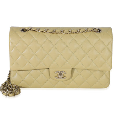 Chanel Olive Quilted Caviar Medium Classic Double Flap Handbag Handbag fv
