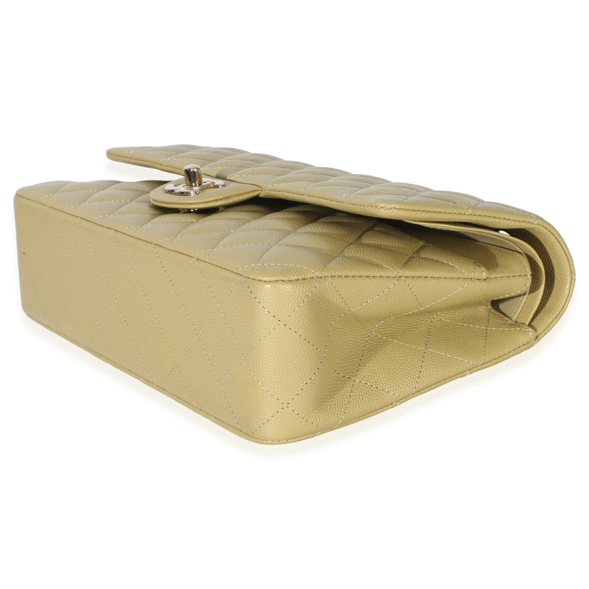 Chanel Olive Quilted Caviar Medium Classic Double Flap Handbag Handbag box