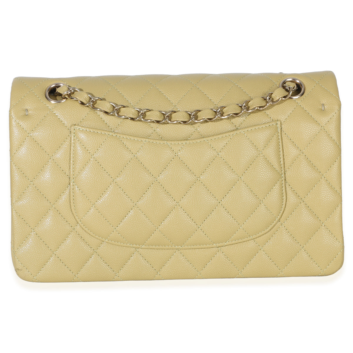 Chanel Olive Quilted Caviar Medium Classic Double Flap Handbag Handbag bv