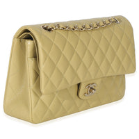 Chanel Olive Quilted Caviar Medium Classic Double Flap Handbag Handbag pv