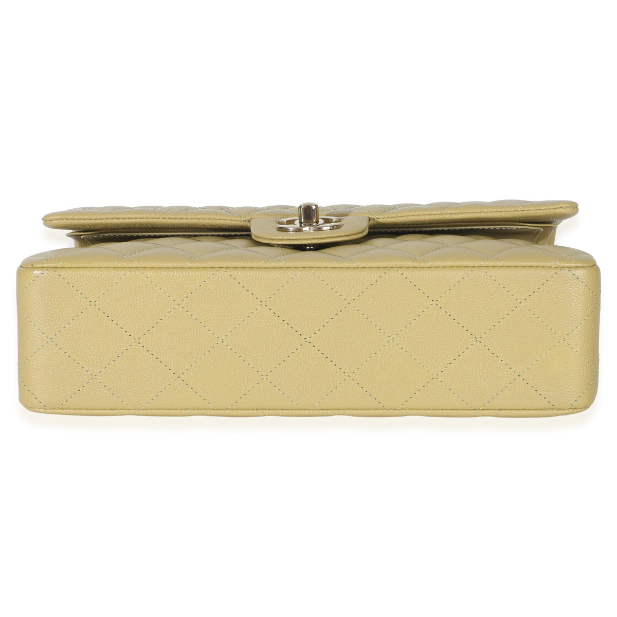 Chanel Olive Quilted Caviar Medium Classic Double Flap Handbag Handbag stamp