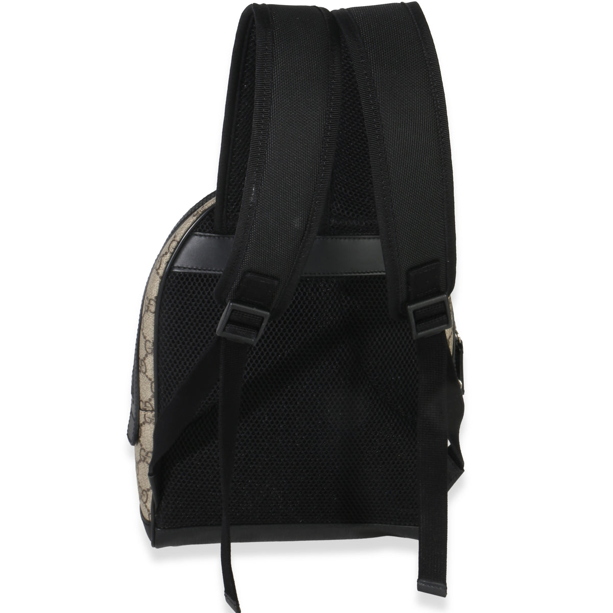 Gucci Black Beige GG Supreme Canvas Eden Small Backpack Handbag stamp