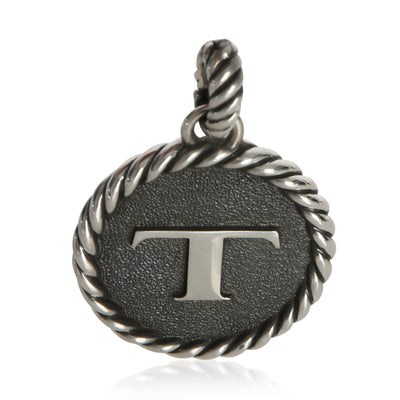 David Yurman Sterling Silver  Large Initial T Pendant fv