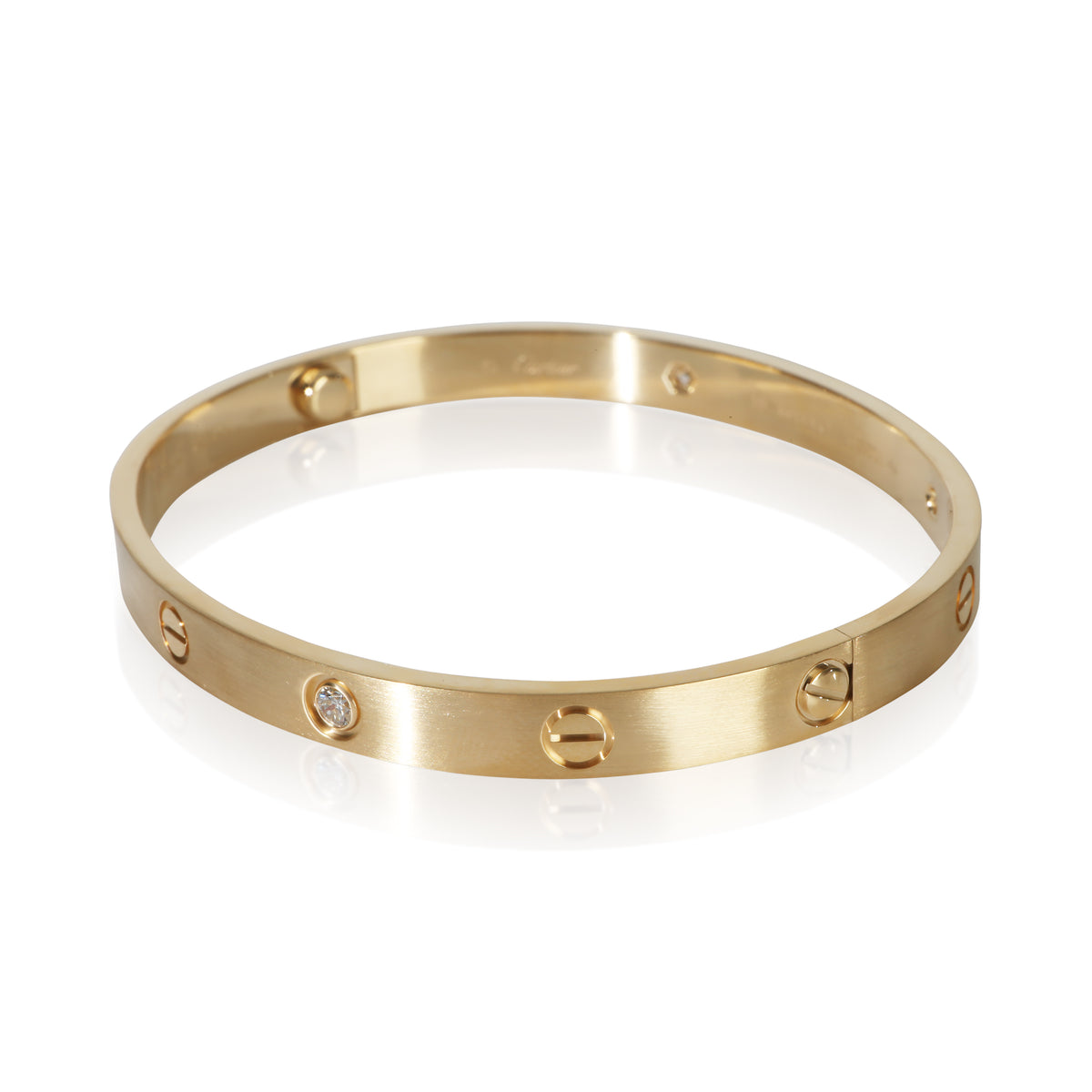 Cartier Yellow Gold Diamond Brushed Finished Love Bracelet 2