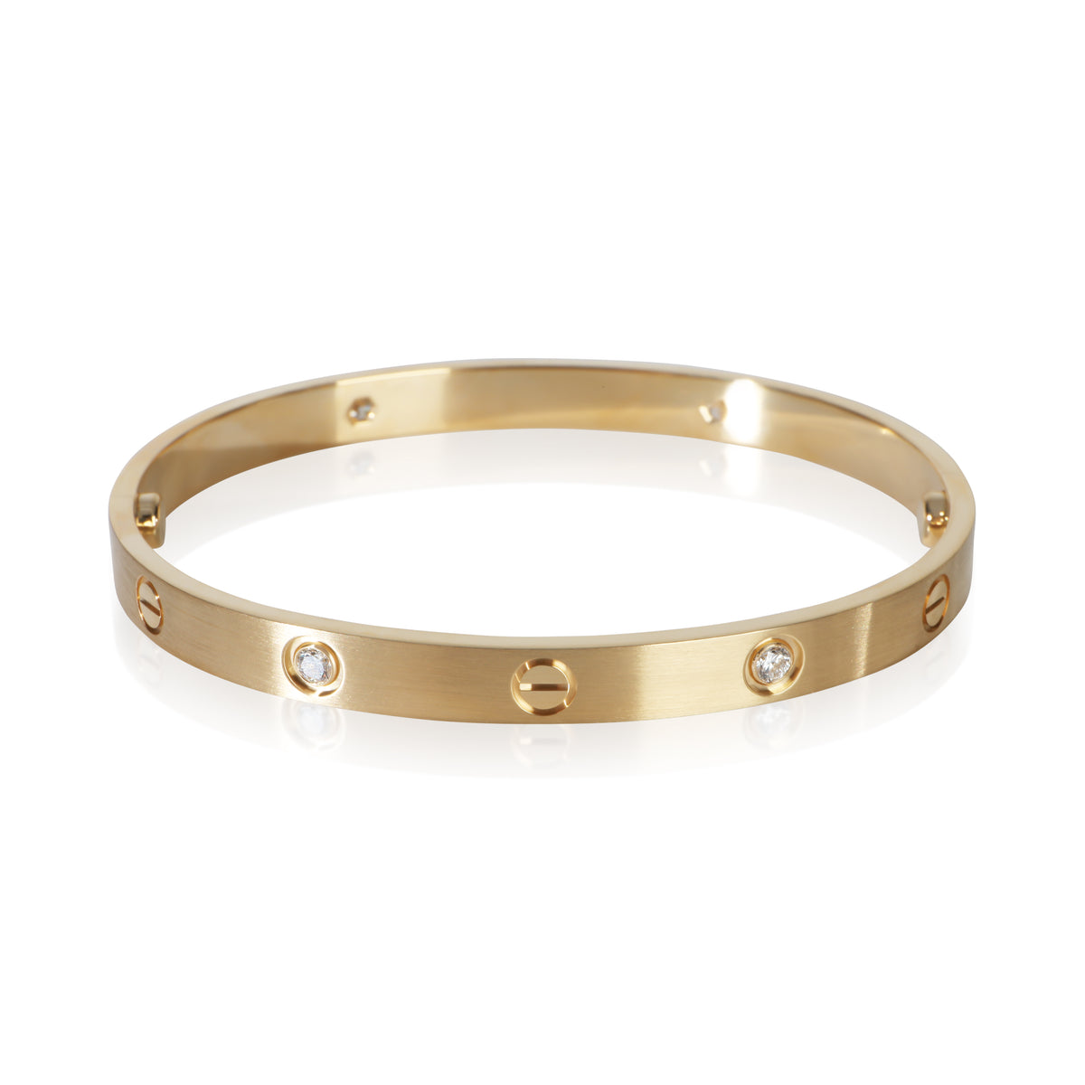 Cartier Yellow Gold Diamond Brushed Finished Love Bracelet 3